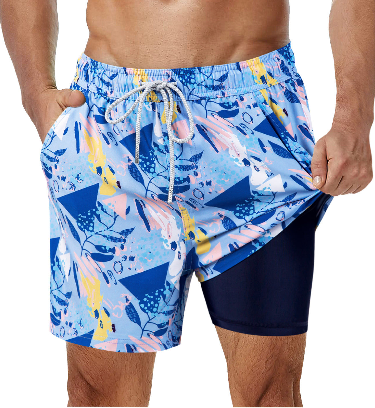 Hardfell | Navy blue swim shorts with vibrant