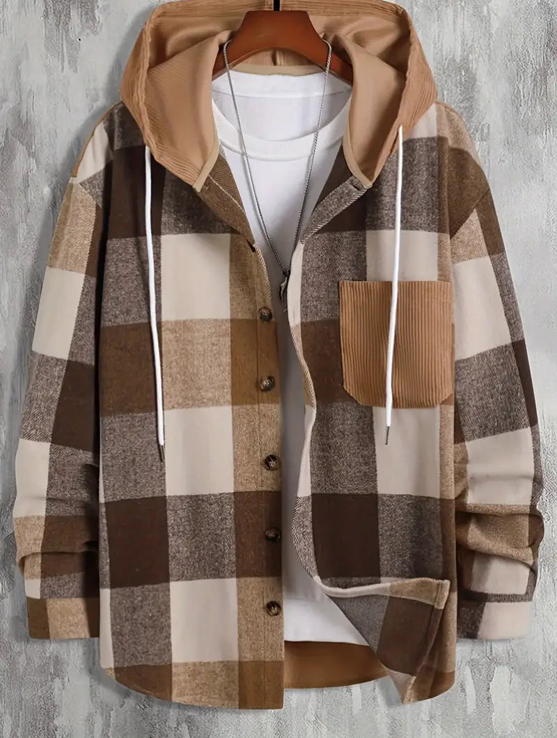 Hardfell | Hooded jacket with check pattern for men