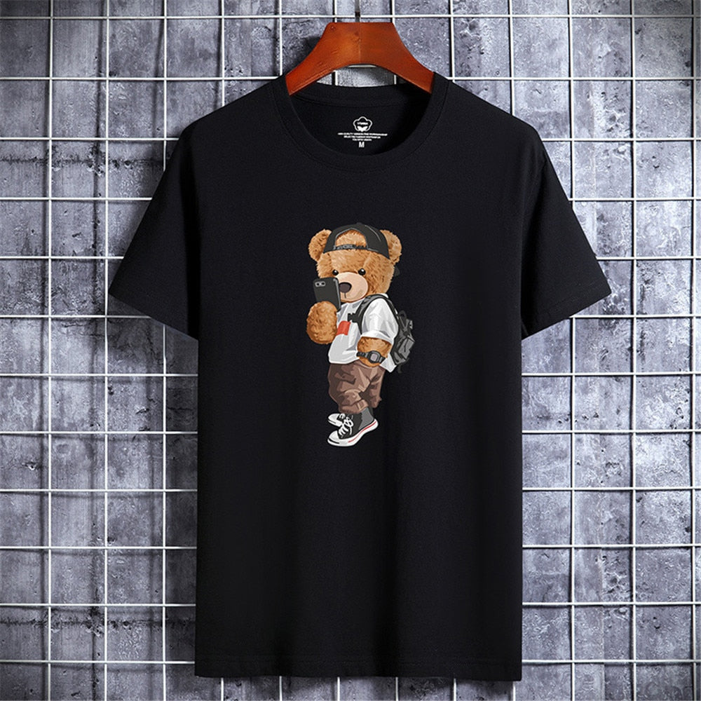 Hardfell | Marku's Men's Short Sleeve T-Shirts Funny Bear Harajuku Style Cotton Tops