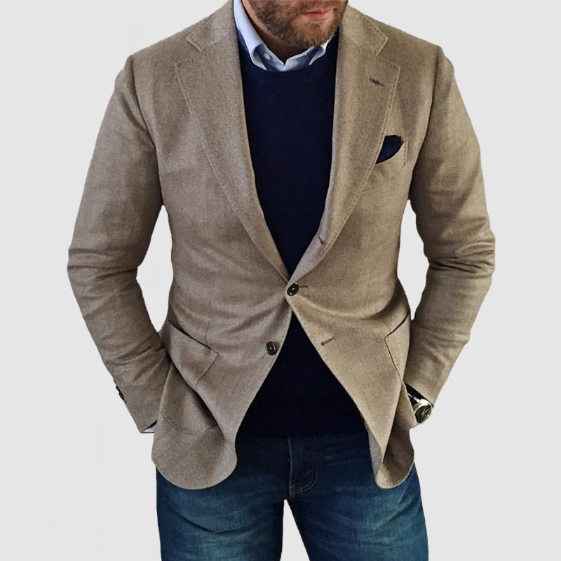 Hardfell | men's cardigan with casual buttons, pockets and lapel collar, solid color, long sleeves
