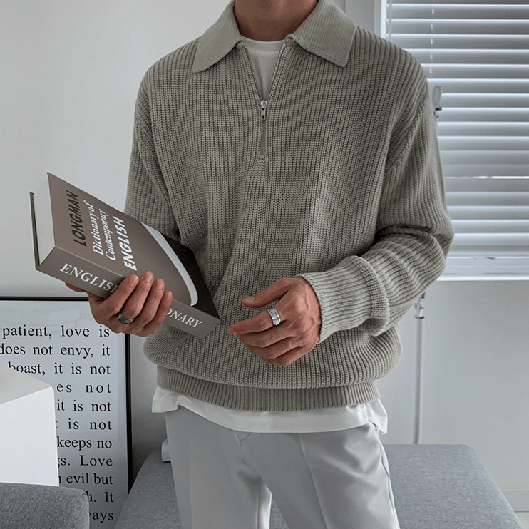 Hardfell | Knitted sweater - zipper collar