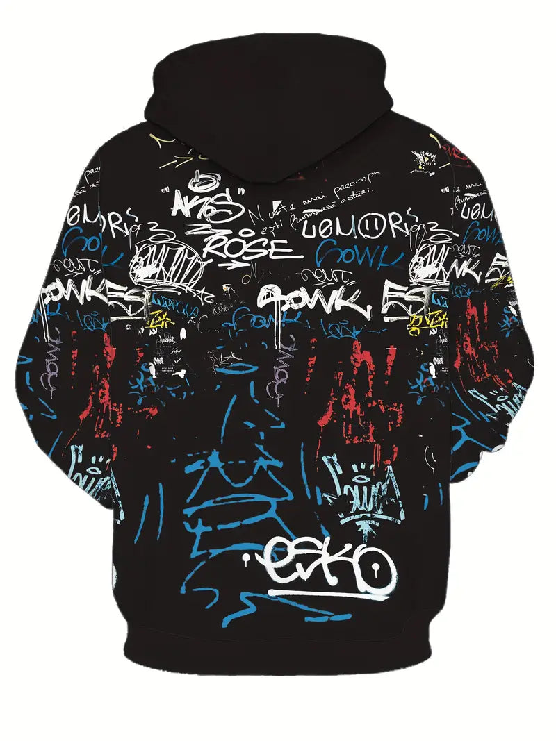 Hardfell | David - hooded sweatshirt with doodle print for men