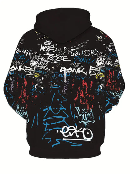 Hardfell | David - hooded sweatshirt with doodle print for men