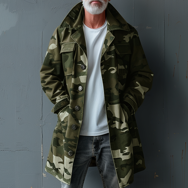 Hardfell | Camoflauge trench coat for men