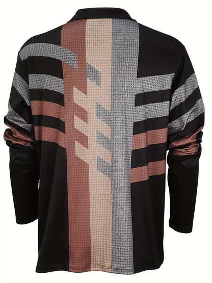 Hardfell | Isaac - geometric long sleeve zip-up shirt for spring