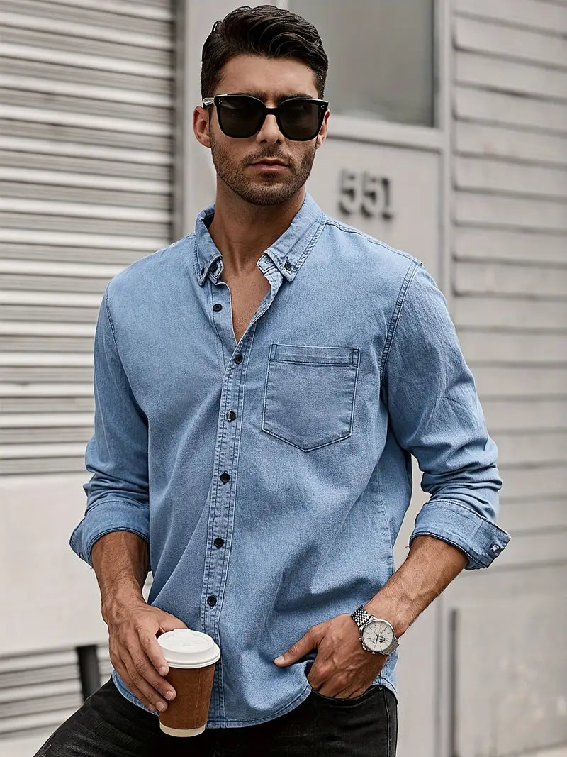 Hardfell | Alexander - jeans long sleeve shirt for men