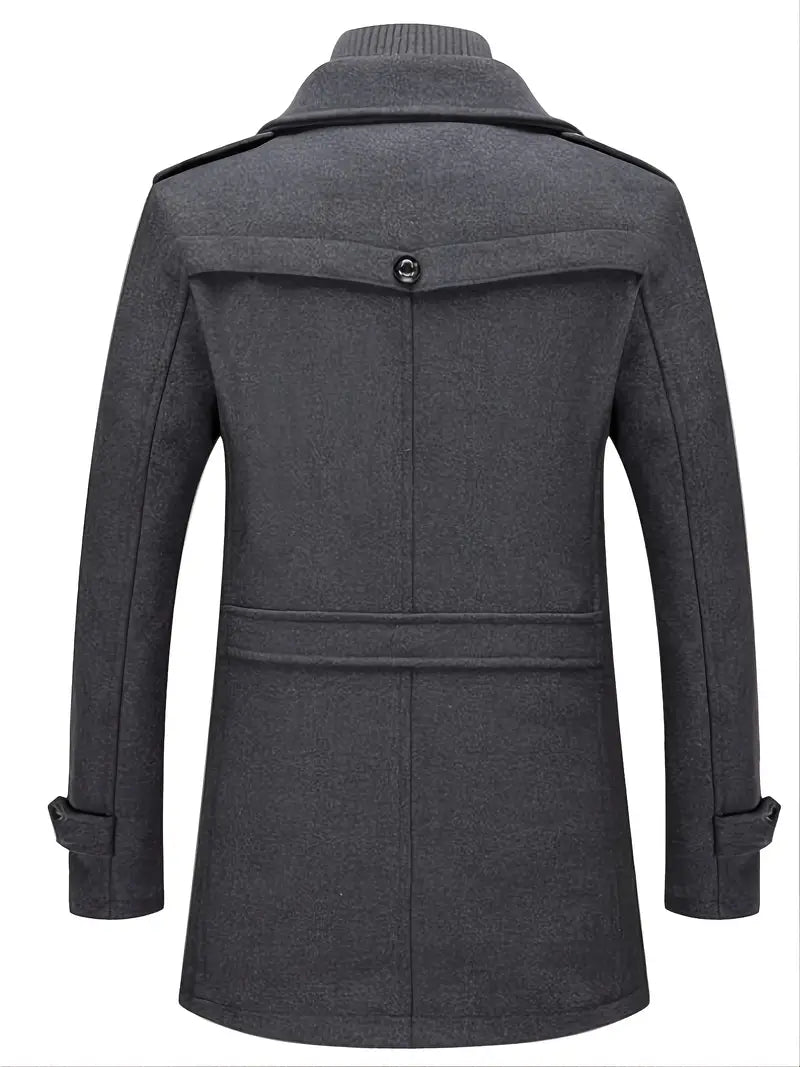 Hardfell | Men's business wool coat fashion double collar mid-length wool jacket for fall/winter