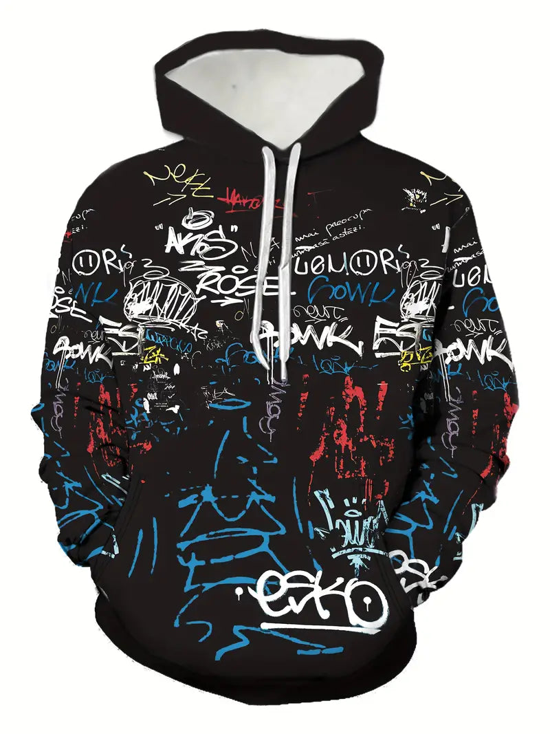 Hardfell | David - hooded sweatshirt with doodle print for men