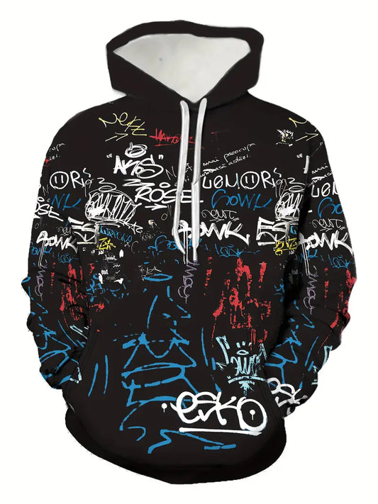 Hardfell | David - hooded sweatshirt with doodle print for men