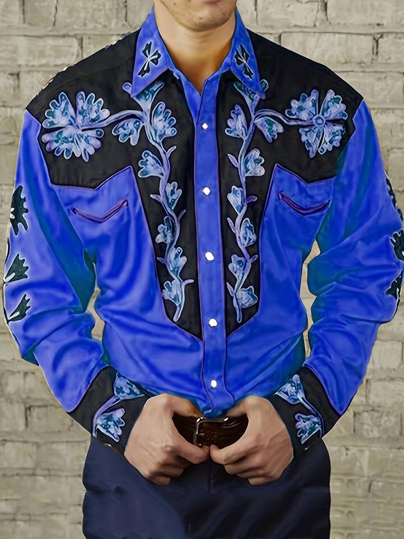 Hardfell | Noah - long-sleeved shirt with vintage floral print