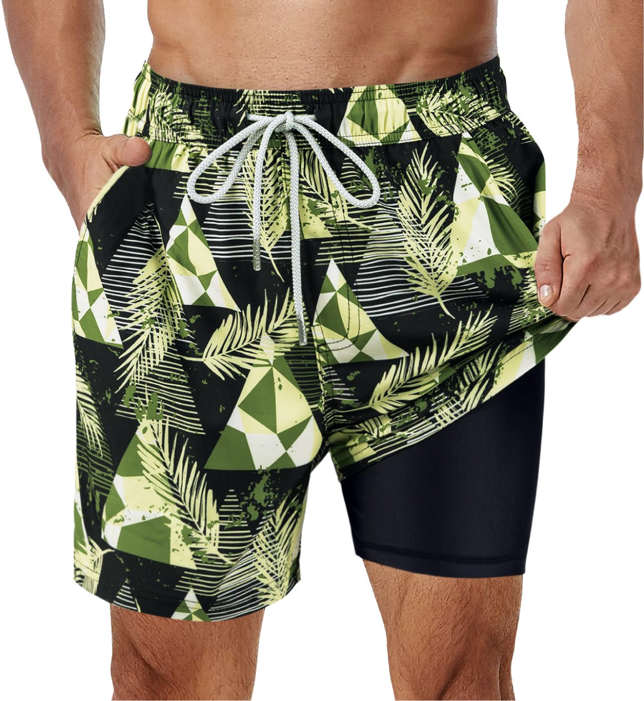 Hardfell | Navy blue swim shorts with vibrant