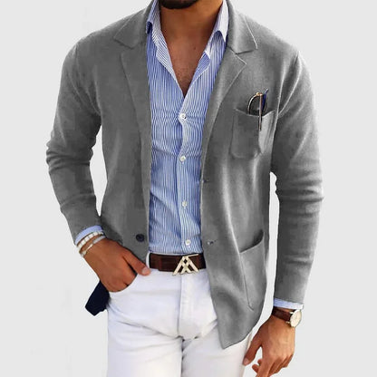 Hardfell | men's cardigan with casual buttons, pockets and lapel collar, solid color, long sleeves