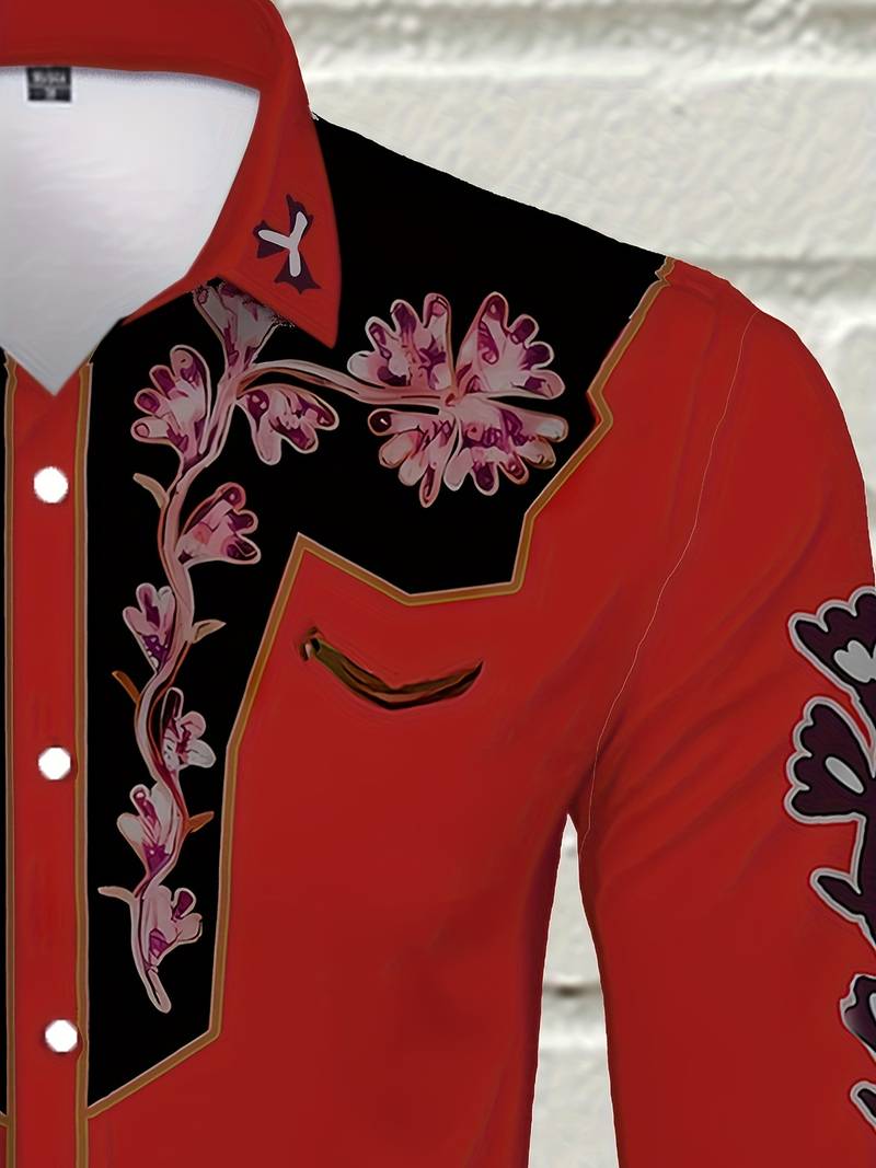 Hardfell | Noah - long-sleeved shirt with vintage floral print