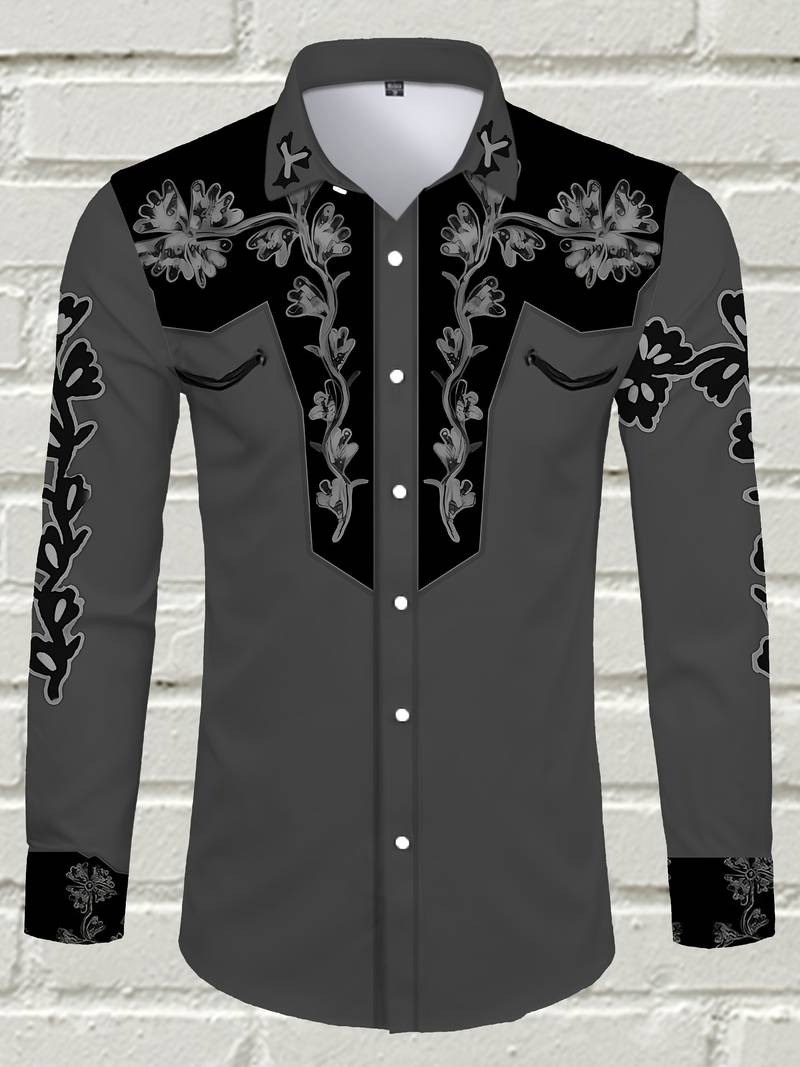 Hardfell | Noah - long-sleeved shirt with vintage floral print