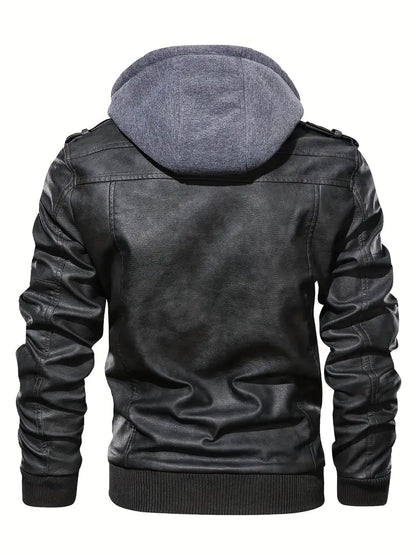 Hardfell | Leather jacket with hood