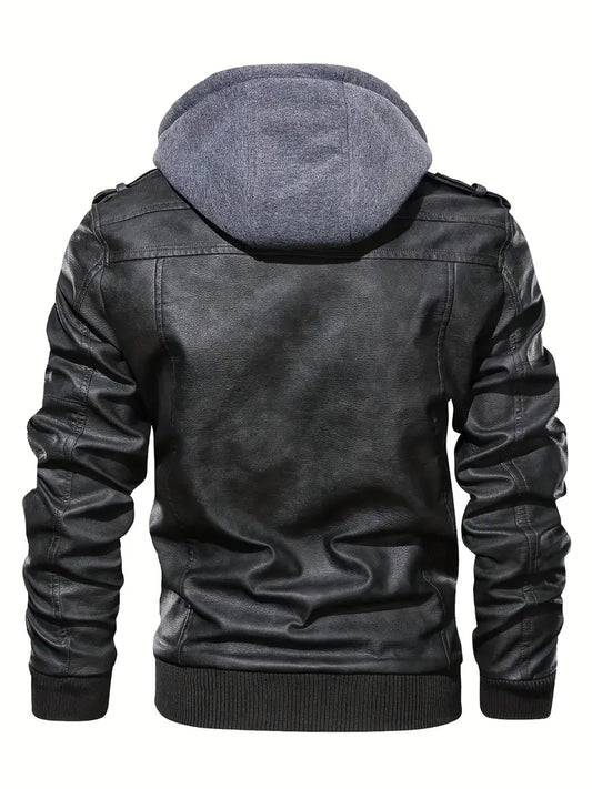 Hardfell | Leather jacket with hood