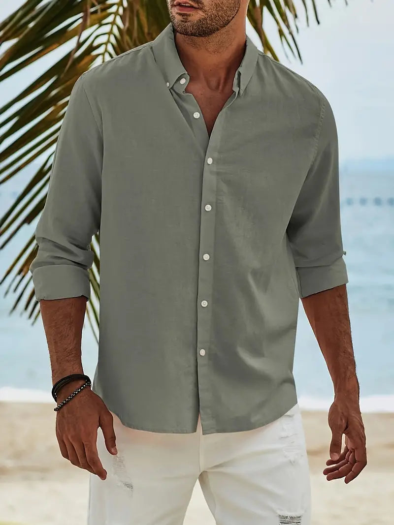 Hardfell | Ethan - casual long sleeve shirt with button placket