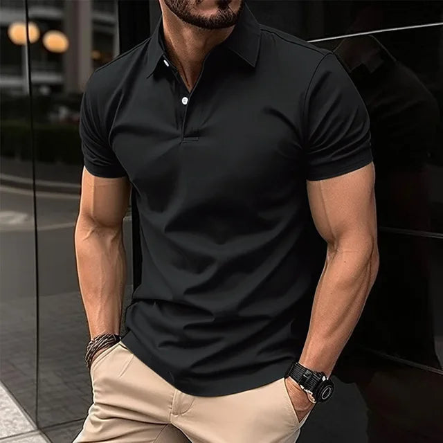 Hardfell | Men's summer polo shirt with slim fit and turn-down collar