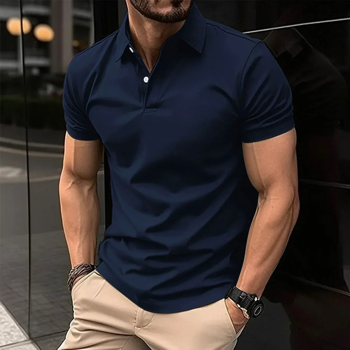 Hardfell | Men's summer polo shirt with slim fit and turn-down collar