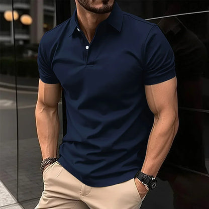 Hardfell | Men's summer polo shirt with slim fit and turn-down collar