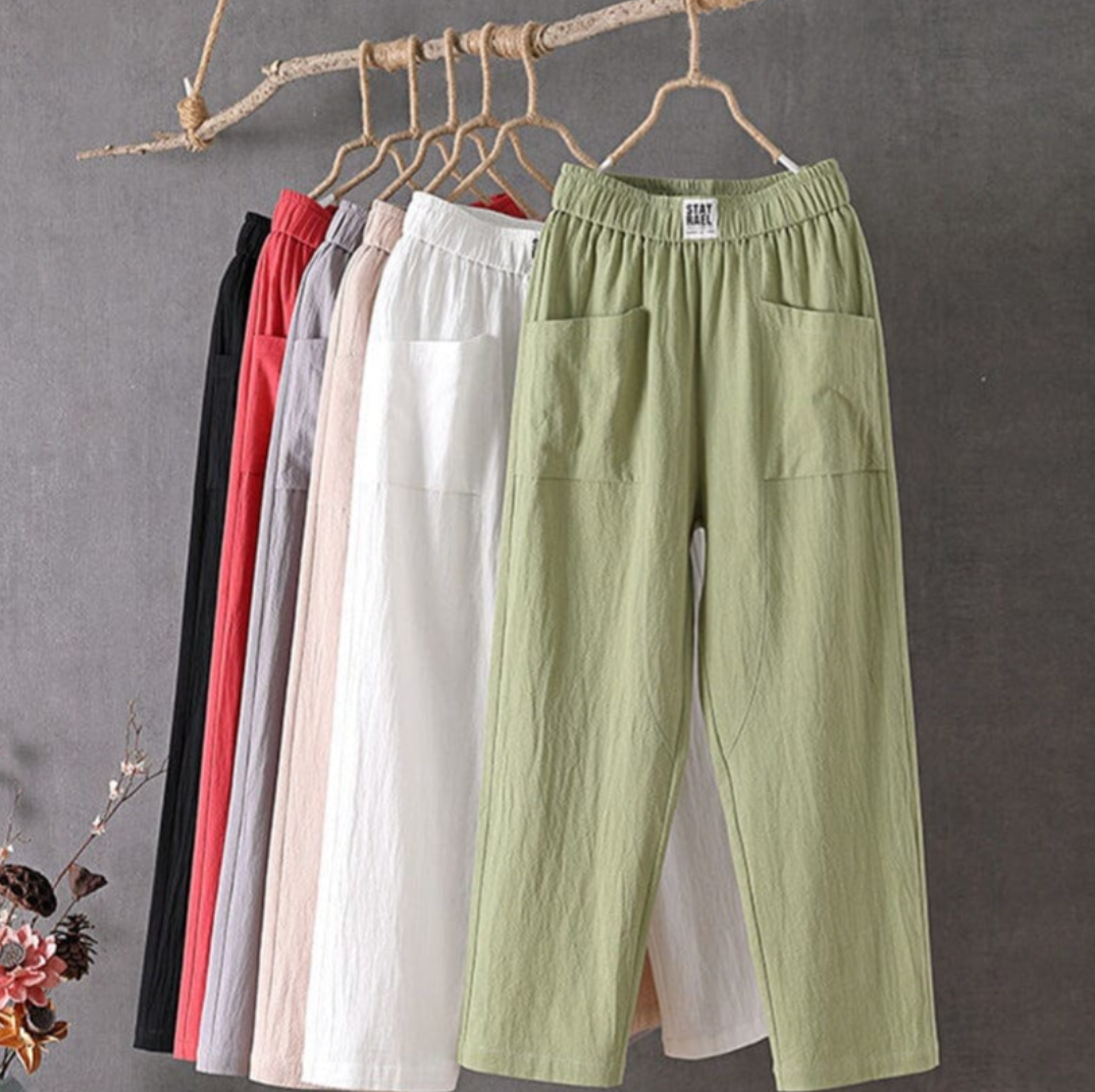 Hardfell | Casual cotton and linen trousers with elastic waistband