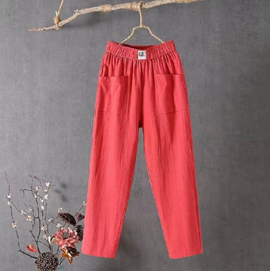 Hardfell | Casual cotton and linen trousers with elastic waistband