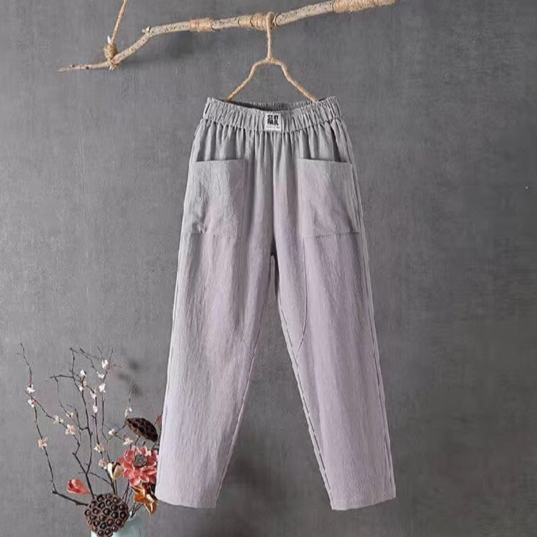 Hardfell | Casual cotton and linen trousers with elastic waistband