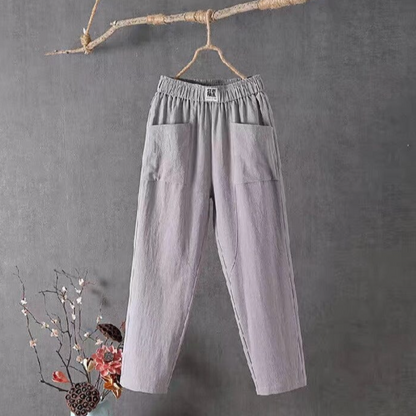 Hardfell | Casual cotton and linen trousers with elastic waistband