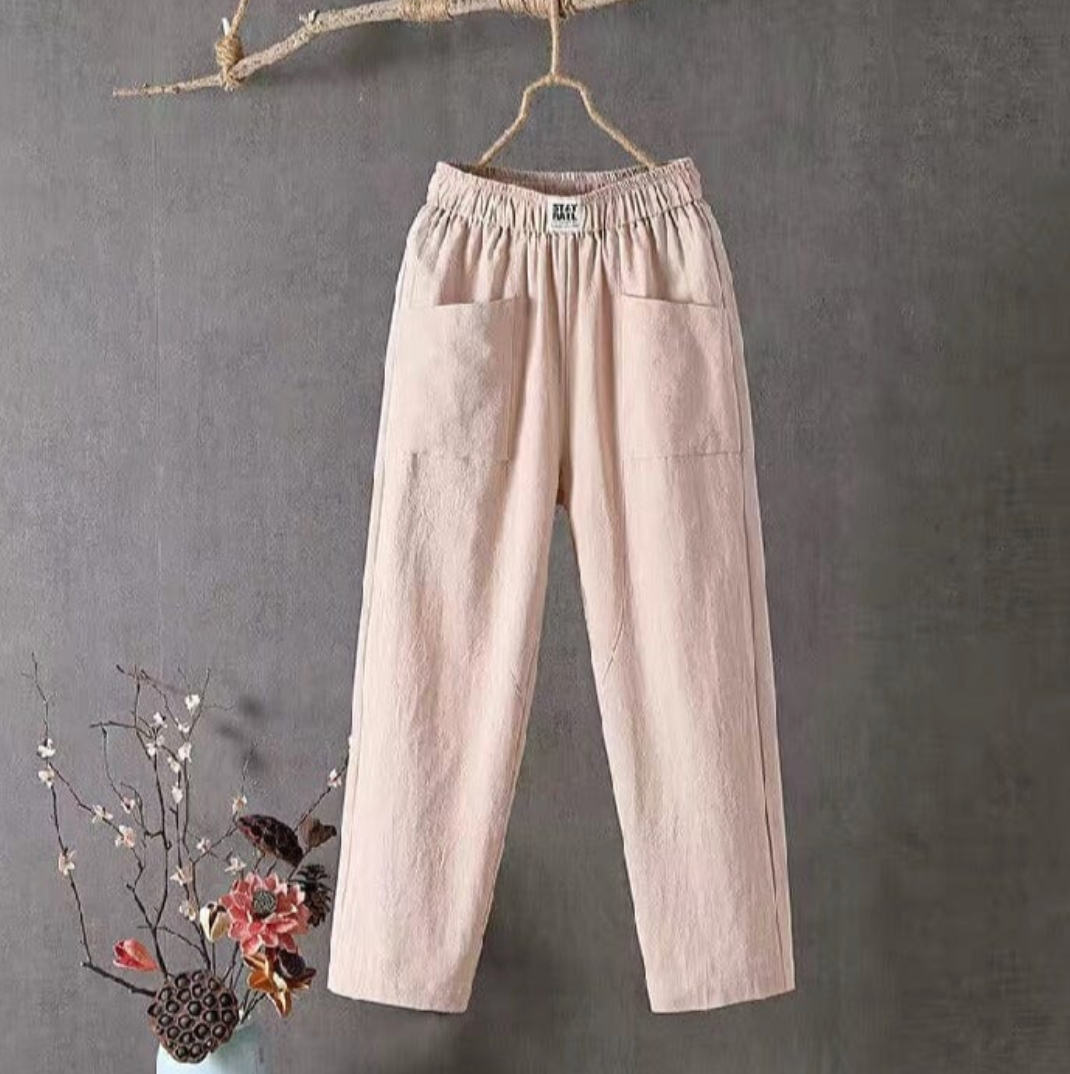 Hardfell | Casual cotton and linen trousers with elastic waistband
