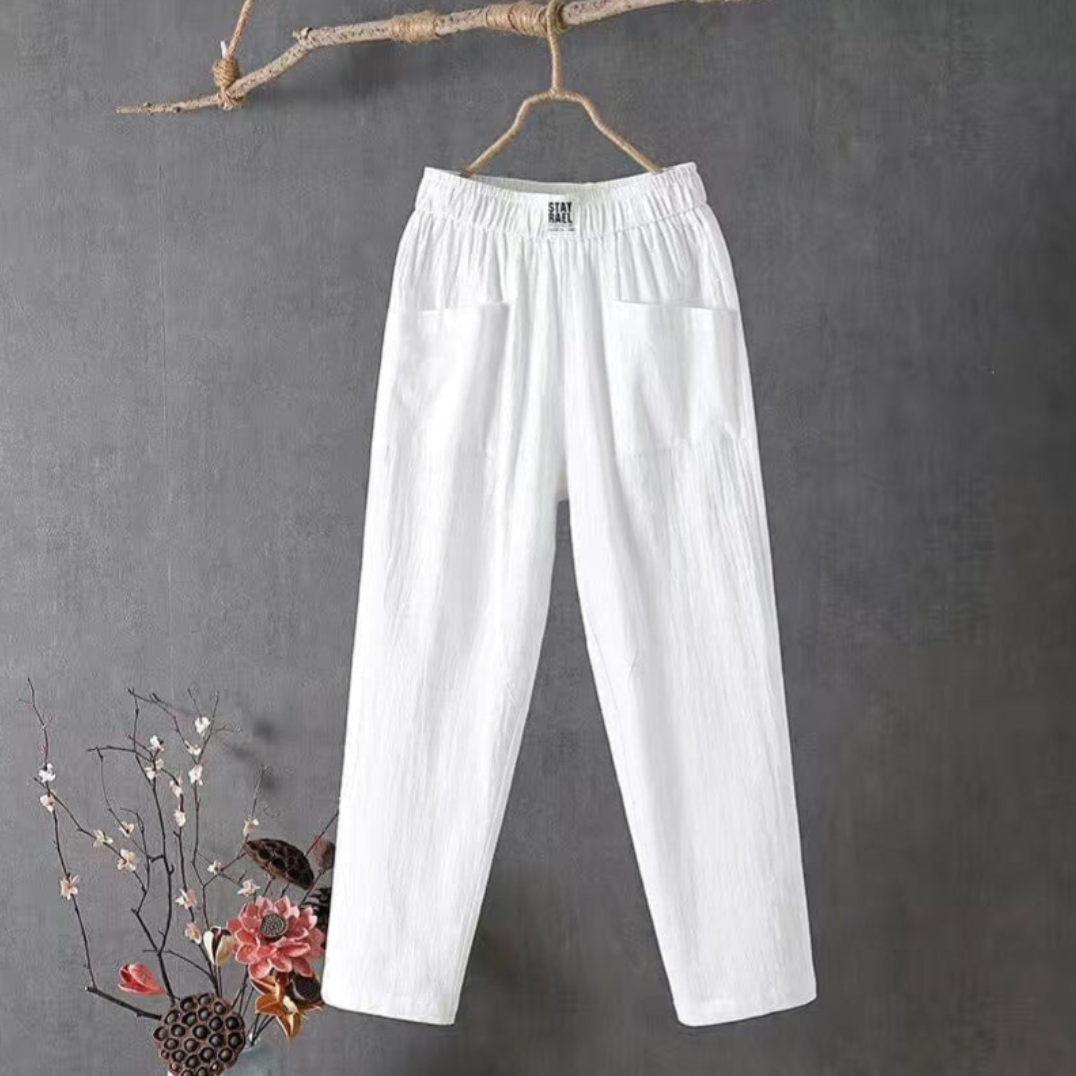 Hardfell | Casual cotton and linen trousers with elastic waistband