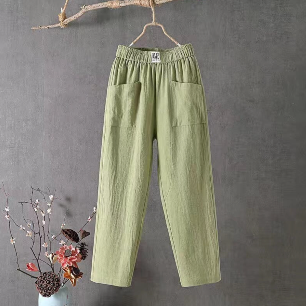 Hardfell | Casual cotton and linen trousers with elastic waistband