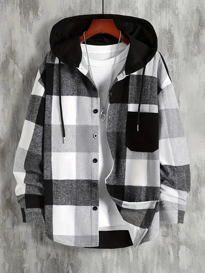 Hardfell | Hooded jacket with check pattern for men