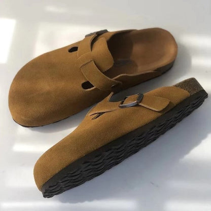 Hardfell | Suede slip-on clogs with adjustable buckle