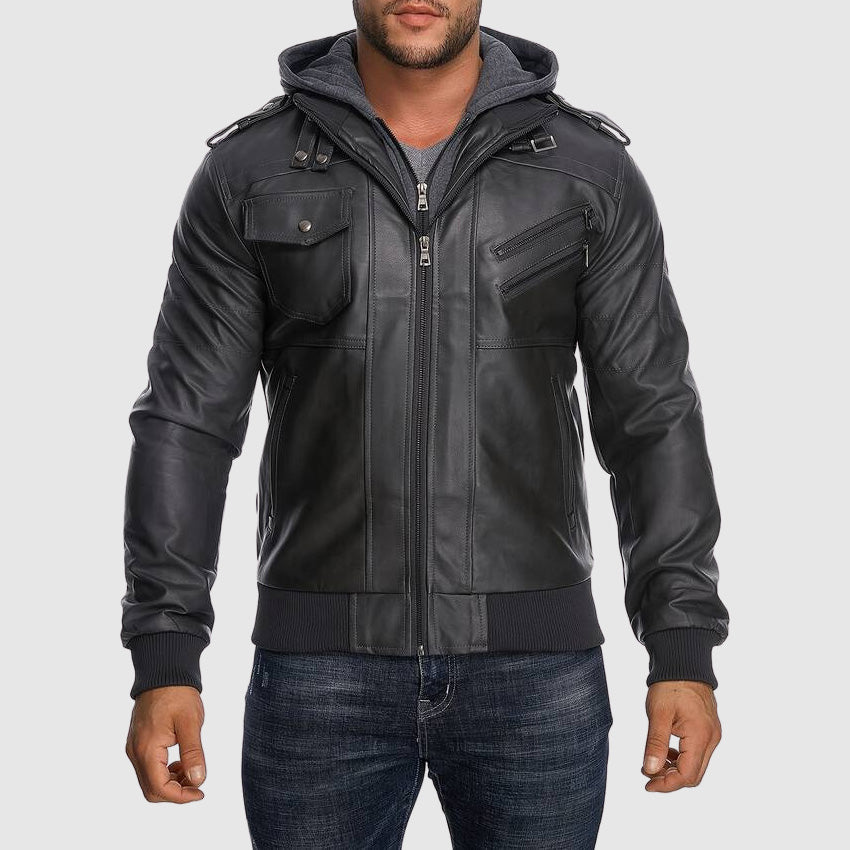 Hardfell | Leather jacket with hood