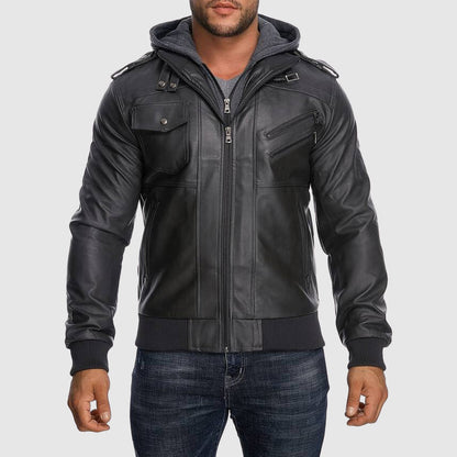 Hardfell | Leather jacket with hood