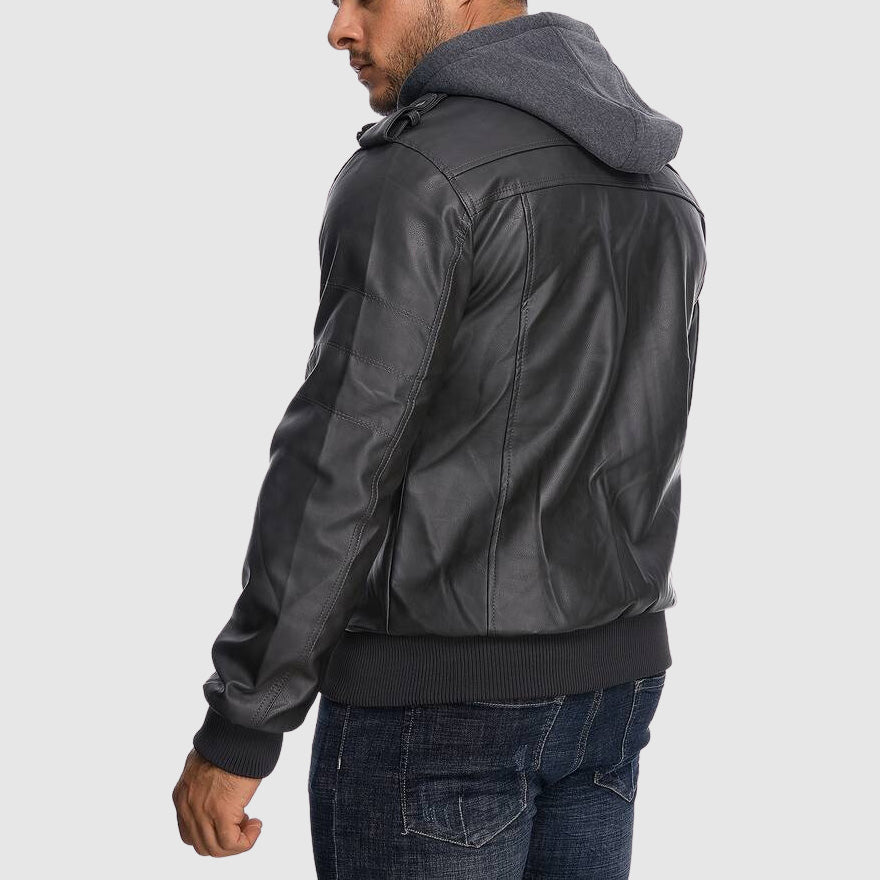 Hardfell | Leather jacket with hood