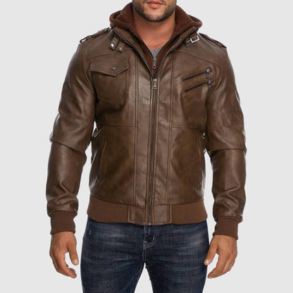 Hardfell | Leather jacket with hood