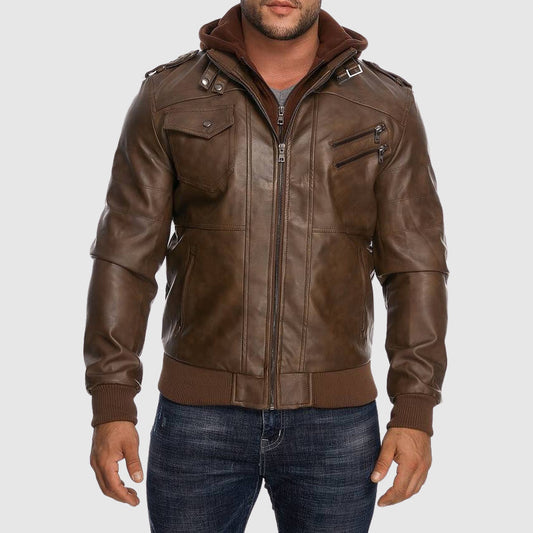 Hardfell | Leather jacket with hood