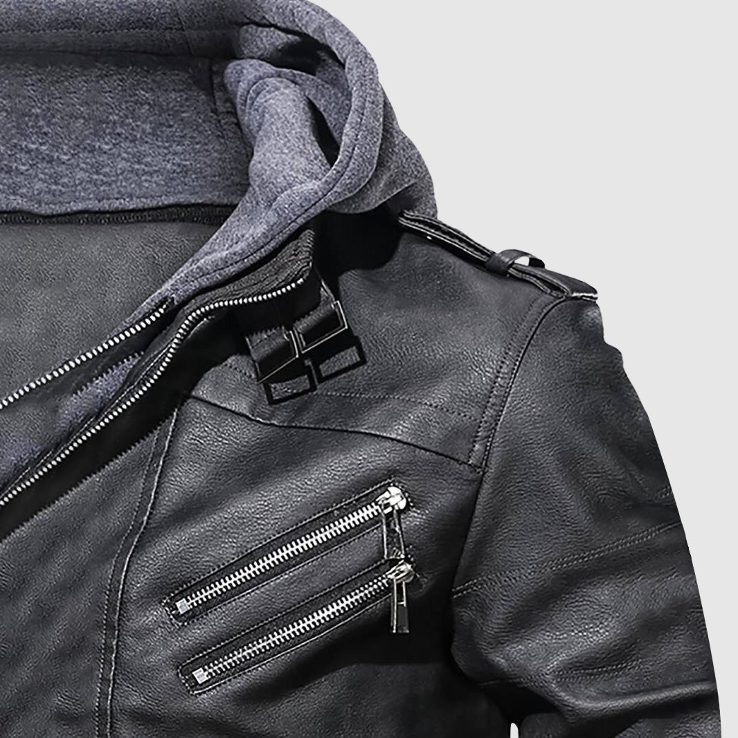 Hardfell | Leather jacket with hood