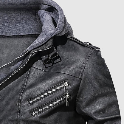 Hardfell | Leather jacket with hood