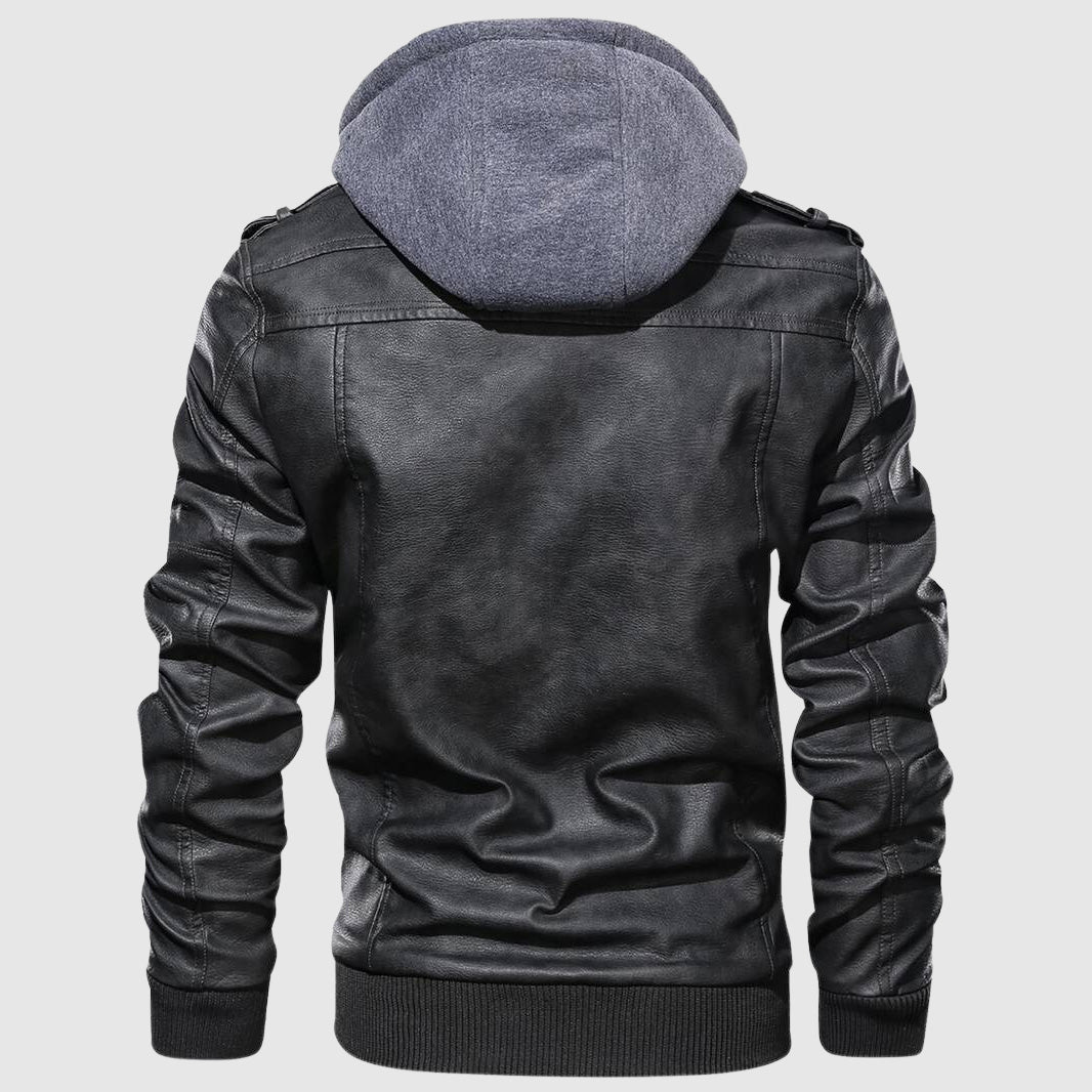 Hardfell | Leather jacket with hood