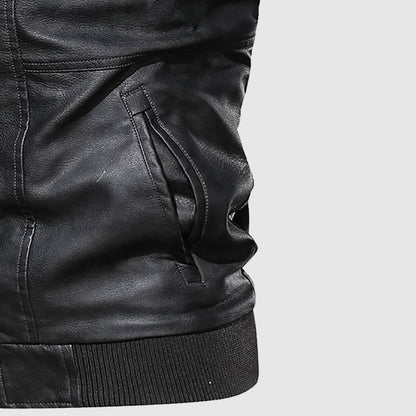 Hardfell | Leather jacket with hood