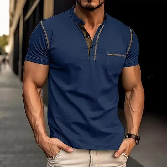 Hardfell | Blue polo shirt accent stitching