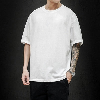 Hardfell | Michael's Men's T-Shirt Fashion Solid Oversized Hip Hop Short Sleeve Casual Cotton
