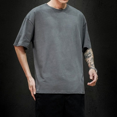 Hardfell | Michael's Men's T-Shirt Fashion Solid Oversized Hip Hop Short Sleeve Casual Cotton