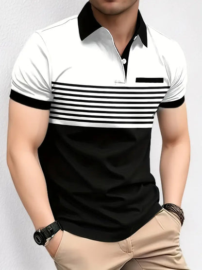 Hardfell | Liam - short sleeve shirt with color block stripes