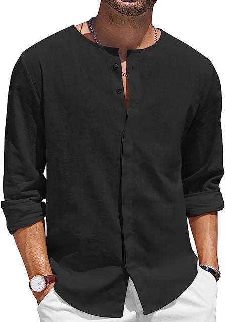 Hardfell | Black linen shirt casual