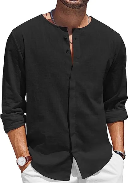 Hardfell | Black linen shirt casual