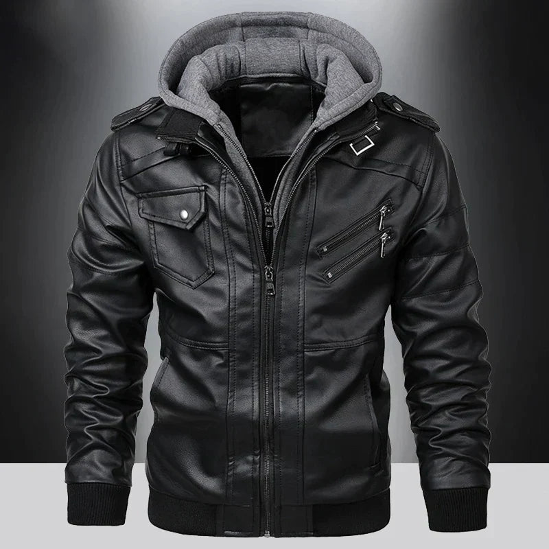 Hardfell | Leather jacket with hood