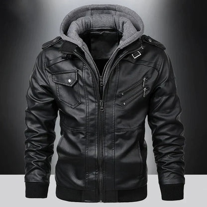Hardfell | Leather jacket with hood